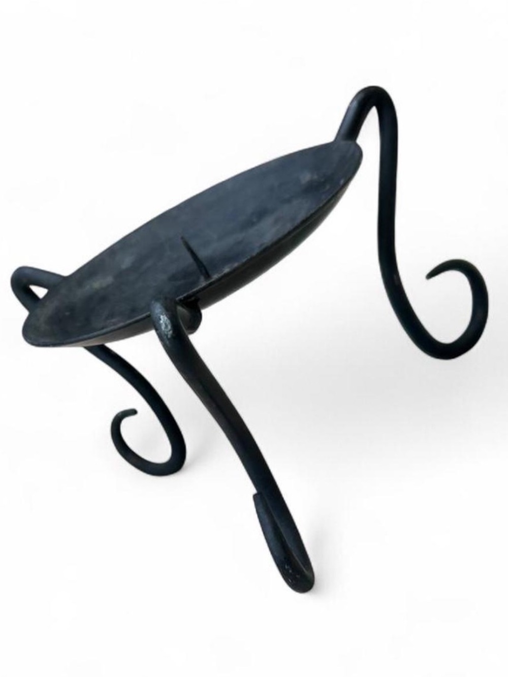 Black Iron Curled Candle/Plant Stand - Unbranded